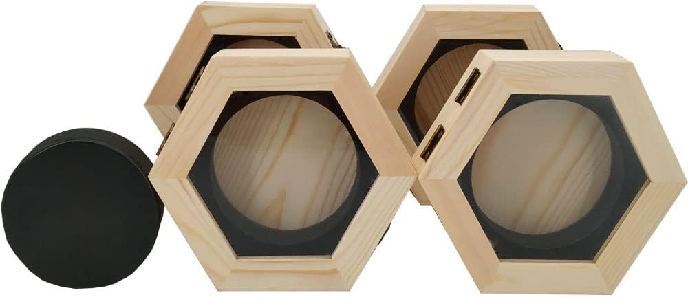 Hockey Puck Display CaseHockey Puck Holder 4-PackPuck Case Holder Display Stand Puck CaseWood