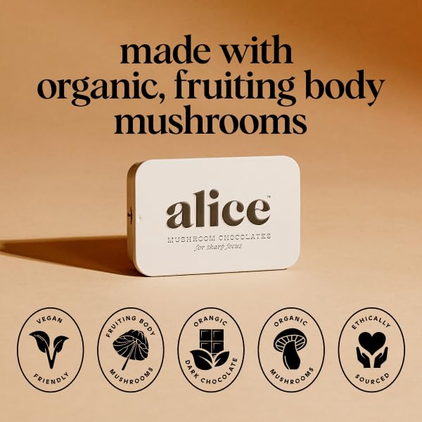 Alice Lluvia de ideas de hongos  Chocolates de hongos  Bocados energéticos para concentración, claridad y función cognitiva  Melena de león, hongos