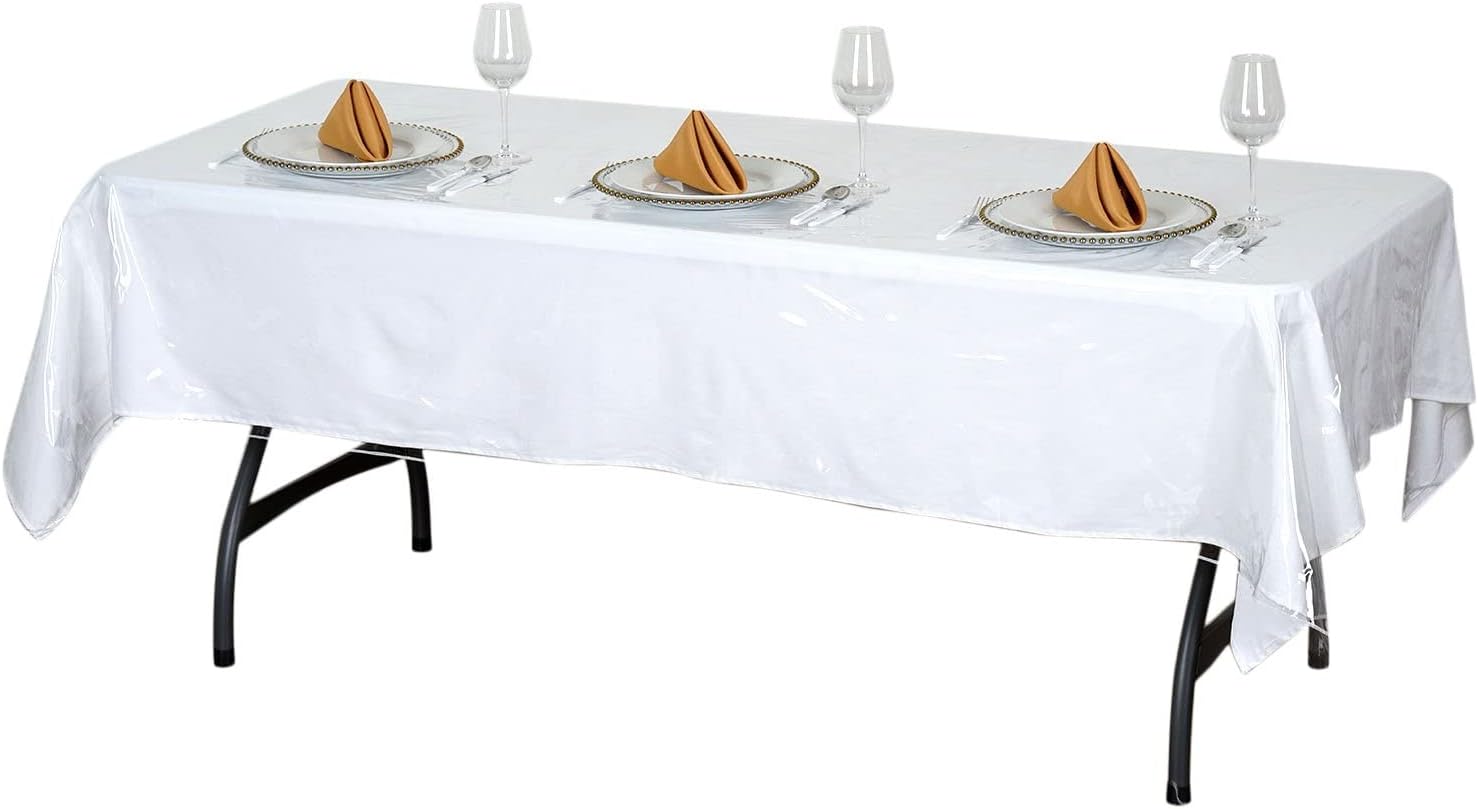 BalsaCircle – Mantel rectangular de vinilo de plástico transparente de 60 x 90 pulgadas, protector de manta, ropa de cama, decoración de fiesta de