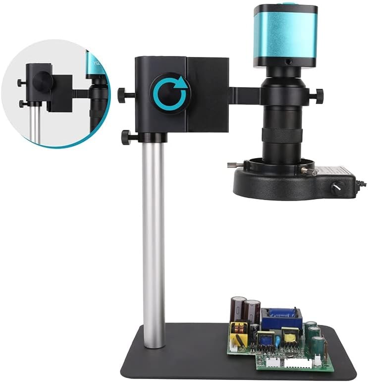 Kit de accesorios para microscopio, cámara de microscopio USB de 48 MP, 130 x ajustable, montura C, microscopio (color lente base BD21)