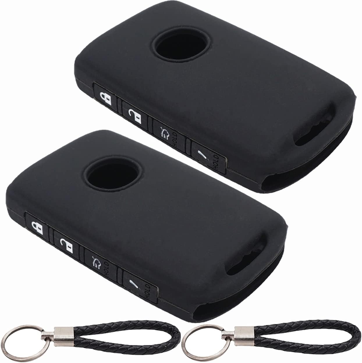 WFMJ Cuero para Mazda 3 Hatchback CX-5 CX-30 CX-9 remoto inteligente 4 botones clave caso titular cubierta Fob cadena, 2 piezas silicona