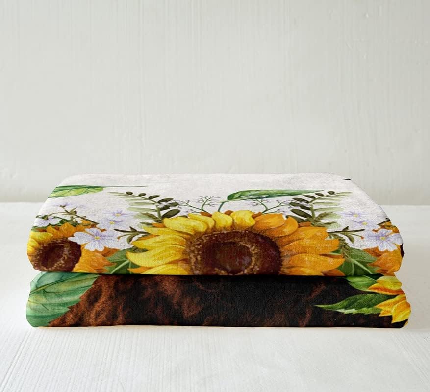 Manta de vellón de vaca Highland para cama, sofá, sillón, manta de felpa de ganado de las tierras altas, girasol, manta decorativa de animales