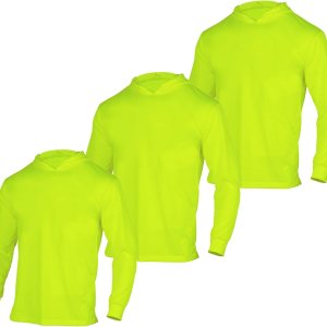Camisas de manga larga de seguridad de alta visibilidad para hombre, paquete de 3 camisas de trabajo de construcción con capucha (amarillo, XL) Camisas de manga larga de seguridad de alta visibilidad para hombre, paquete de 3 camisas de trabajo de construcción con capucha (amarillo, XL)