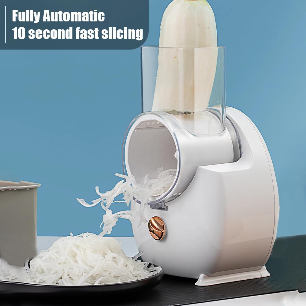 Trituradora eléctrica de quesos con carga tipo C, con un solo toque, rotativa, automática, con 3 accesorios gratuitos para verduras, quesos y