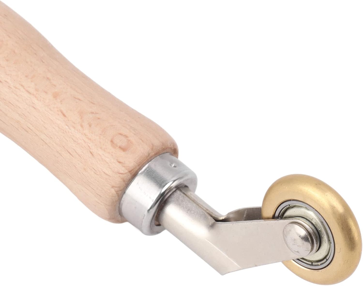 TOPINCN Rodillo de costura de acero para papel tapiz de 1.575 in, rodillo de costura de silicona con mango de madera, rueda de latón de doble uso,