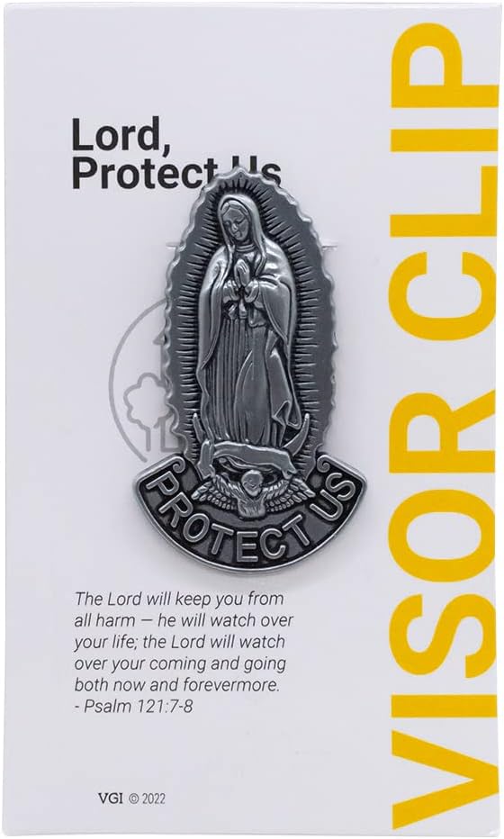 Clips de metal para visera religiosa, decoración católica para automóviles, camiones, barcos y caravanas, gran regalo religioso, incluye una tarjeta