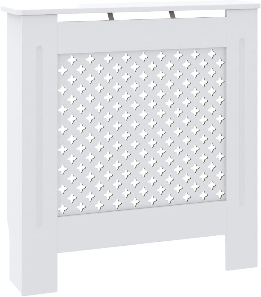 Cubierta blanca para radiador, estante de calefacción, gabinete de cubierta de calefacción de MDF, soporte lateral de calefacción para el hogar y la