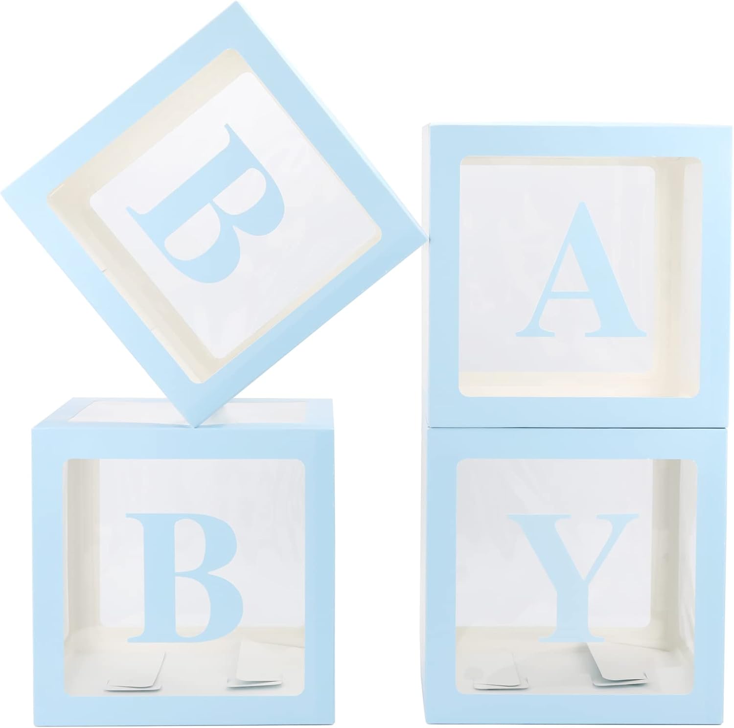 V-LIFE Cajas transparentes para bebé con letras para baby shower, decoraciones de baby shower, fondo de cajas de globos transparentes, fiesta de