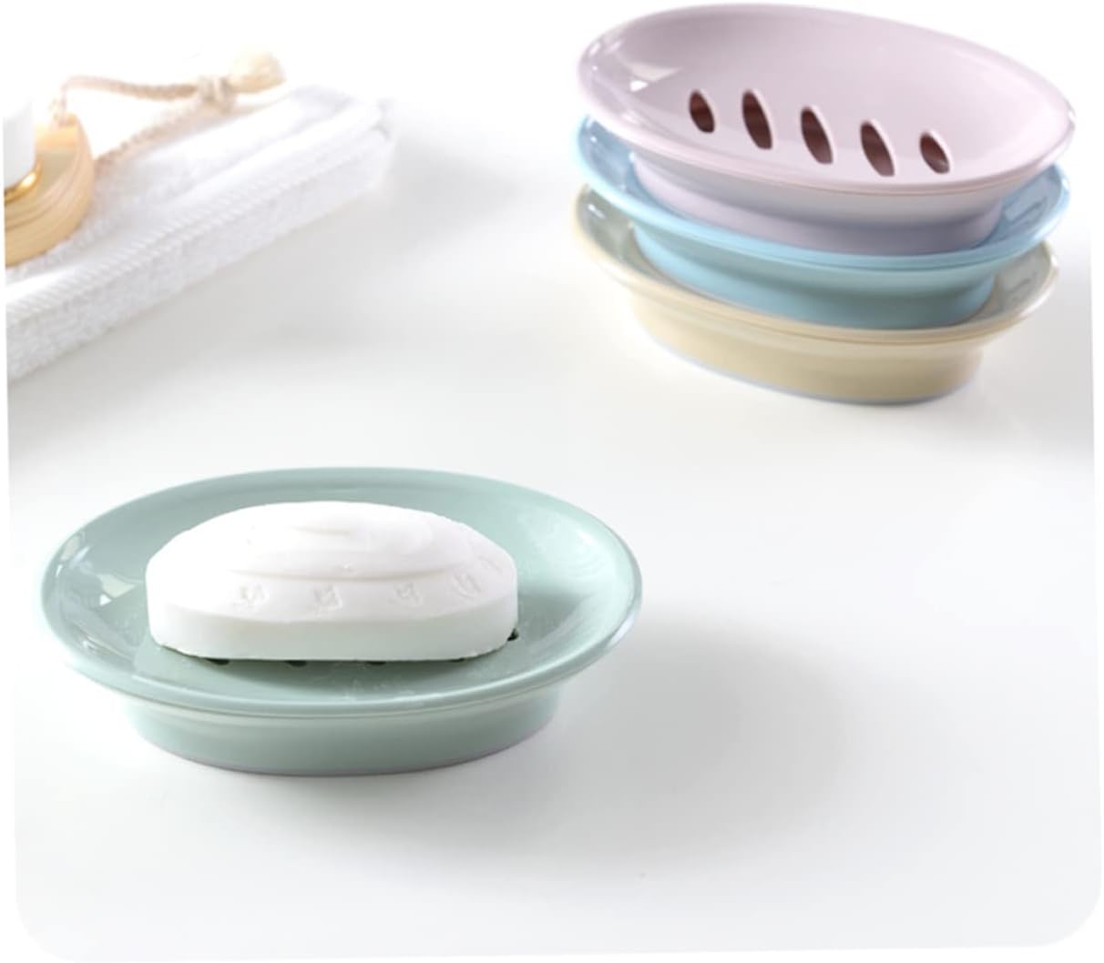 Zerodeko Caja de viaje de jabón redondo Jabonera redonda Jabonera en forma de corazón Jabonera Escurridor Titular Caja de jabón Jabonera Jabonera