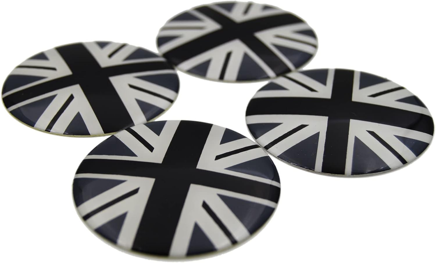 4X – Cubierta central de rueda de bandera del Reino Unido, color negrogris, compatible con Mini Coopers R50 R51 R52 R53 R55 R56 R57 R58 R59 R60 R61
