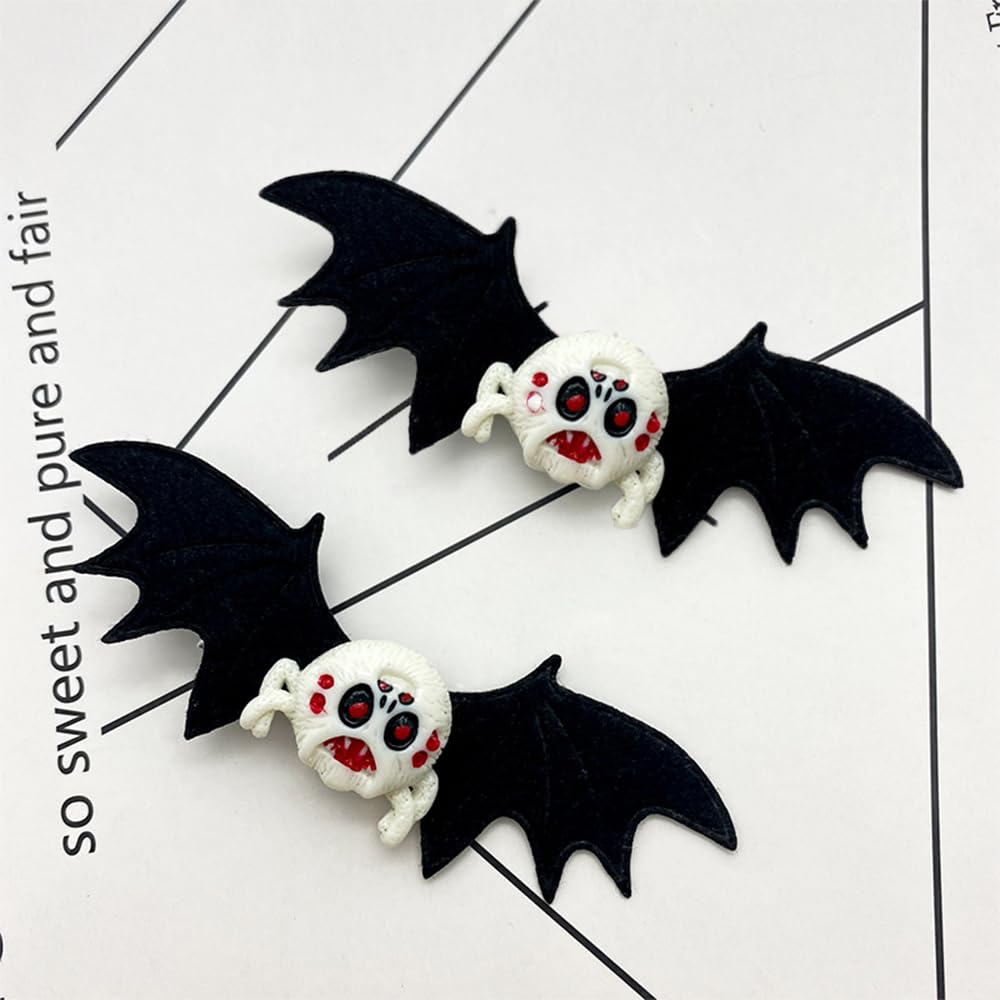 ZHOUMEIWENSP Pinzas para el pelo de murciélago de calavera de Halloween, horquilla retro con clips punk, fabricación de estilos de cabello (monstruo)