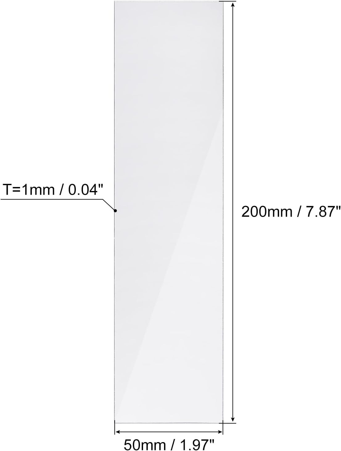 uxcell 20 calcomanías de pared de espejo de tiras, 2 x 7.9 pulgadas, tiras de espejo acrílicas autoadhesivas para decoración de pared extraíbles