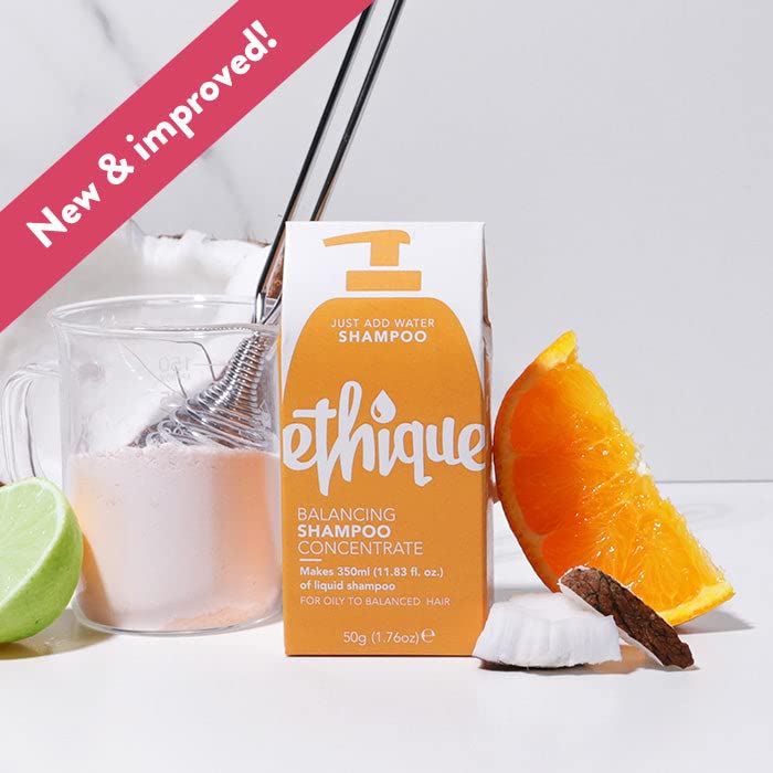 Ethique Champú hidratante concentrado para cabello equilibrado a seco, sin plástico, vegano, sin crueldad, ecológico, hace botella de champú de