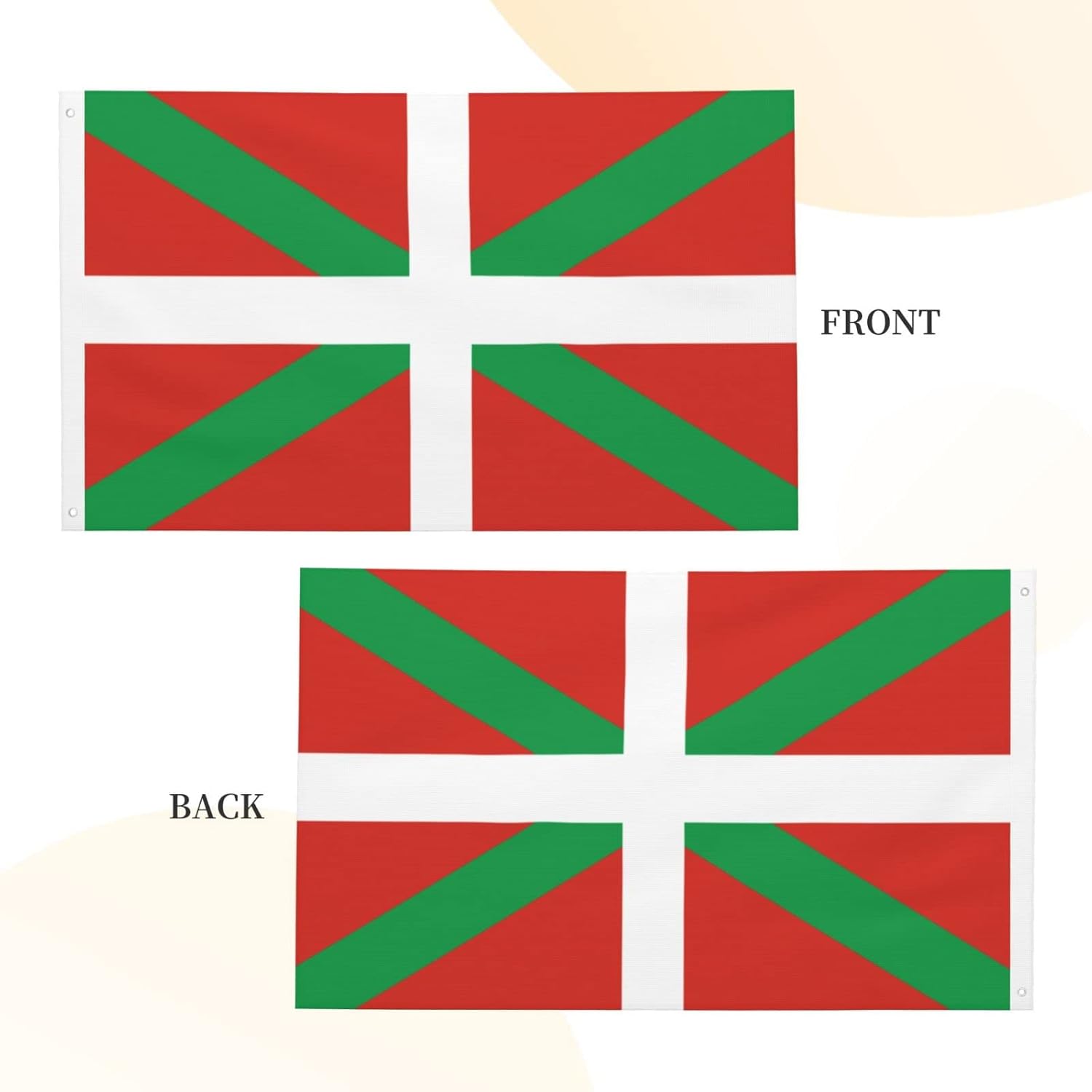 Bandera del País Vasco de doble cara de 3 x 5 pies, banderas para exteriores, banderas decorativas duraderas para interiores y patio, banderas