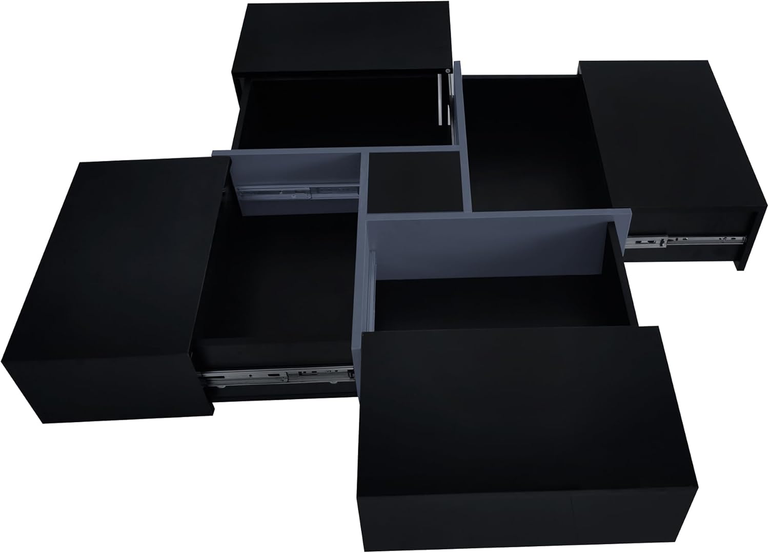 Aperturee Mesa auxiliar con 4 compartimentos de almacenamiento ocultos, mesa de cóctel cuadrada con mesa deslizante extensible, mesa central moderna