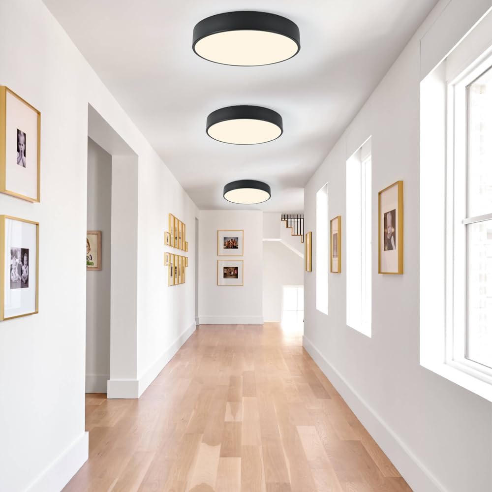 Lámpara de techo moderna negra empotrada, 3 luces, lámpara de techo redonda, lámpara de techo minimalista, lámpara de iluminación acrílica para