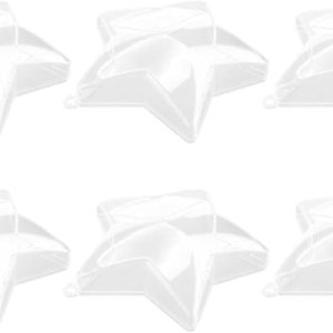 TAMOSH 10 juegos de bolas rellenables de plástico transparente de 3.150 in, adornos de árbol de Navidad, suministros de fiesta (forma de estrella) TAMOSH 10 juegos de bolas rellenables de plástico transparente de 3.150 in, adornos de árbol de Navidad, suministros de fiesta (forma de estrella)