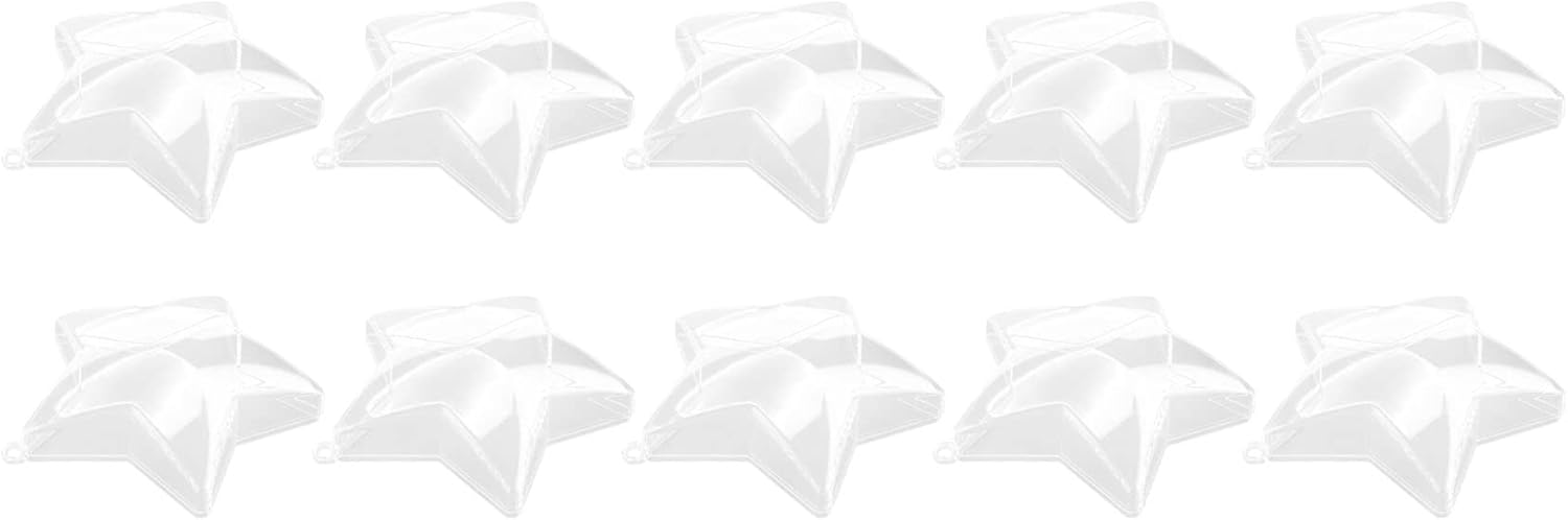 TAMOSH 10 juegos de bolas rellenables de plástico transparente de 3.150 in, adornos de árbol de Navidad, suministros de fiesta (forma de estrella)