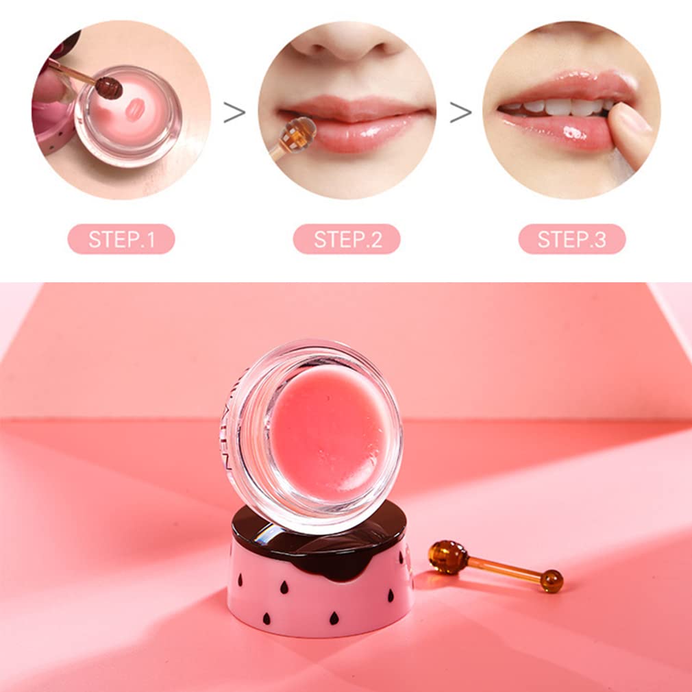 2 máscaras labiales con vitamina E de fresa, bálsamo labial pote de miel, hidratante y prevención exfoliante labial seco y agrietado, reduce las