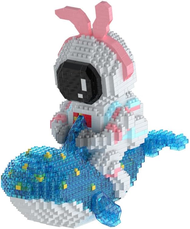 Kit de construcción de microladrillos de astronauta para niños y adultos, juguetes espaciales con kit de iluminación LED, compatible con ballena
