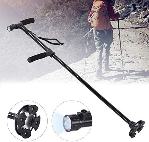 Bastón plegable con luz LED, bastón ajustable para hombres, mujeres, base antideslizante, soporte para otras herramientas de montañismo, accesorios