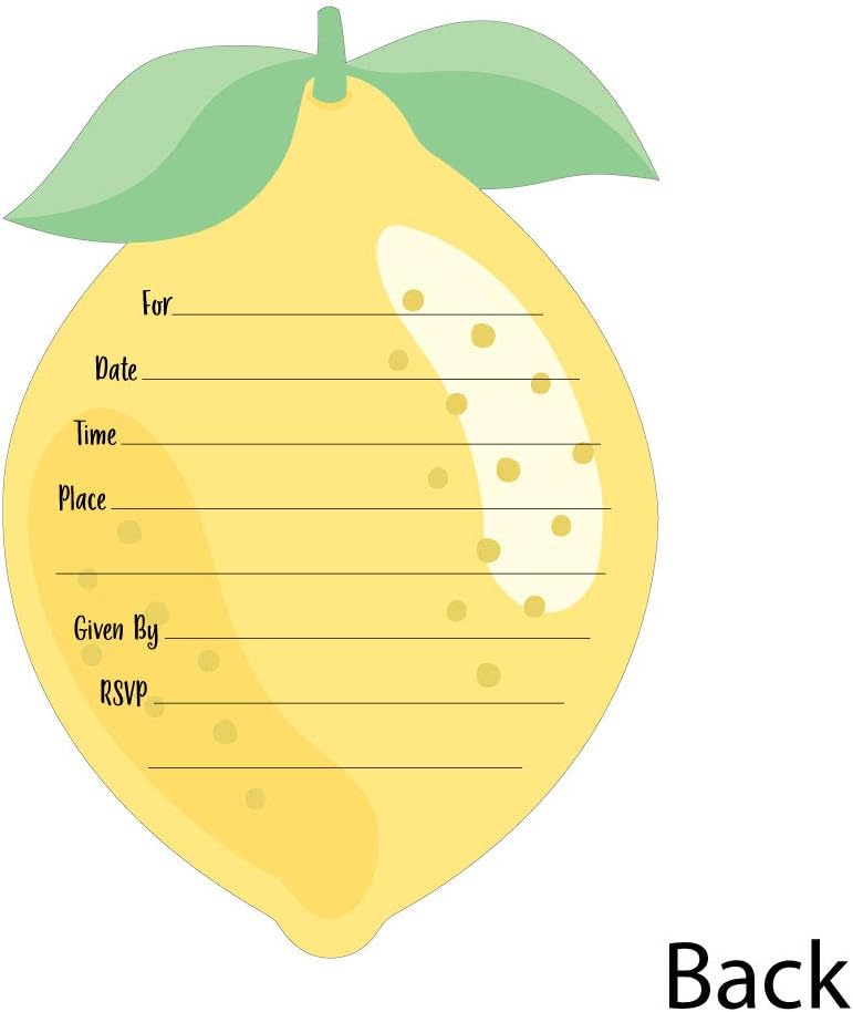 Big Dot of Happiness So Fresh – Tarjetas de invitación para fiesta de limonada cítrica con sobres – Juego de 12 unidades