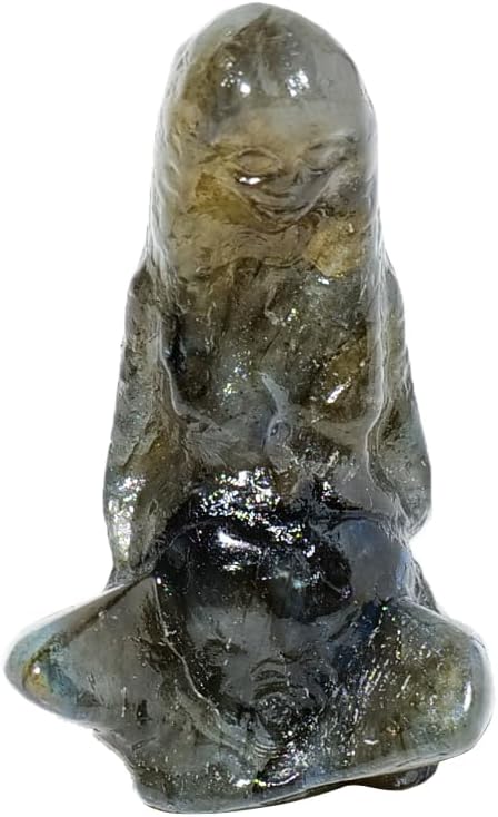 Runyangshi Tallados de labradorita de cristal natural de 1.5 pulgadas, figura de madre tierra, tallada a mano, estatuas de cristal curativo talladas