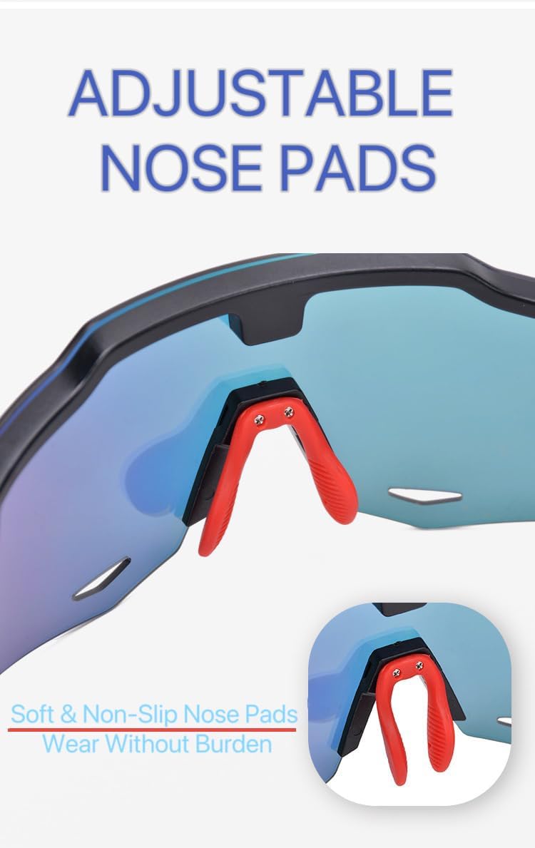 Himiway – Gafas de sol deportivas para hombre y mujer, rojoazul hieloazul hielopolarizadorojo-magnéticoazul hielo-magnéticoazul hielo-magnético