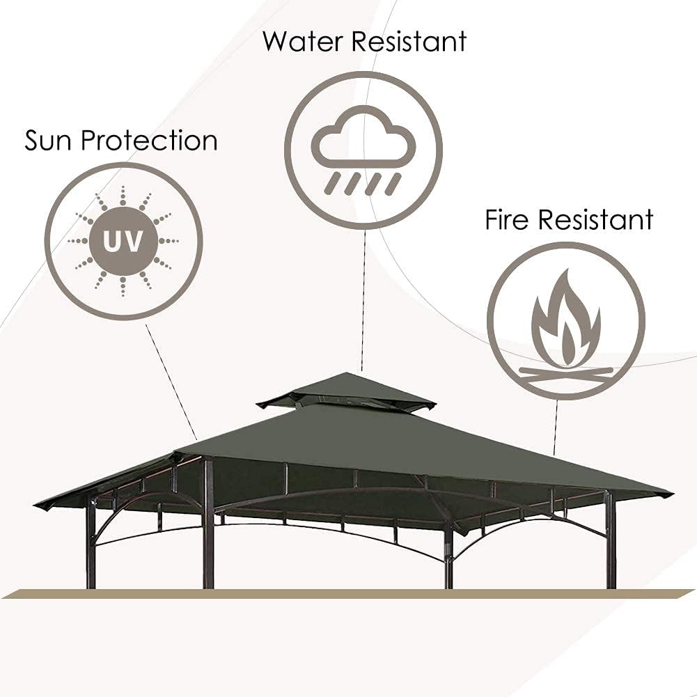 CoastShade Gazebo de barbacoa de 8 x 5 pulgadas, doble nivel, techo de repuesto para exteriores, carpa de techo, color gris