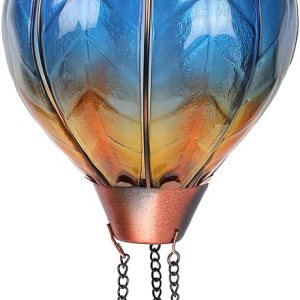 OUISJYER Farol solar de globo de aire caliente con llama parpadeante, faroles solares colgantes para exteriores, faroles impermeables, faroles OUISJYER Farol solar de globo de aire caliente con llama parpadeante, faroles solares colgantes para exteriores, faroles impermeables, faroles