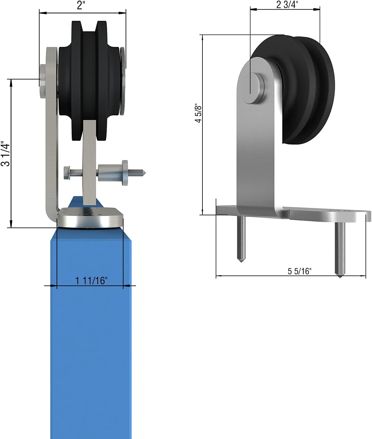 JUBEST Kit de herrajes para puerta corrediza de granero de níquel cepillado de 6 pies, kit de riel plano de rodillo para colgar suave y