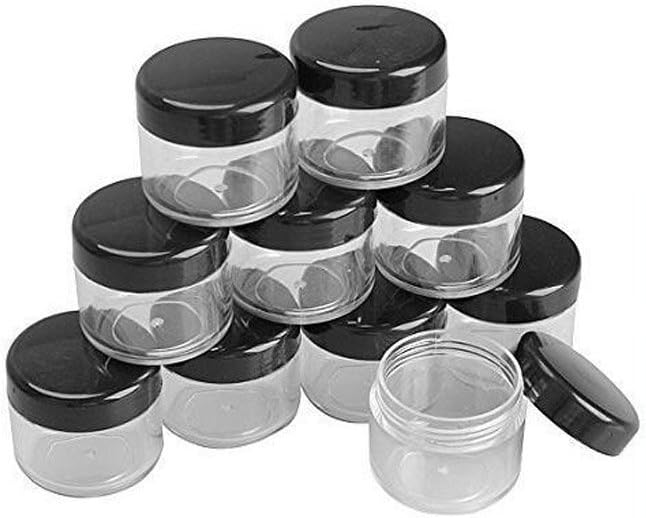 10 frascos cosméticos de plástico transparente de 0.5 onzas  Botellas de muestra redondas recargables vacías con tapa de rosca negra para uso en