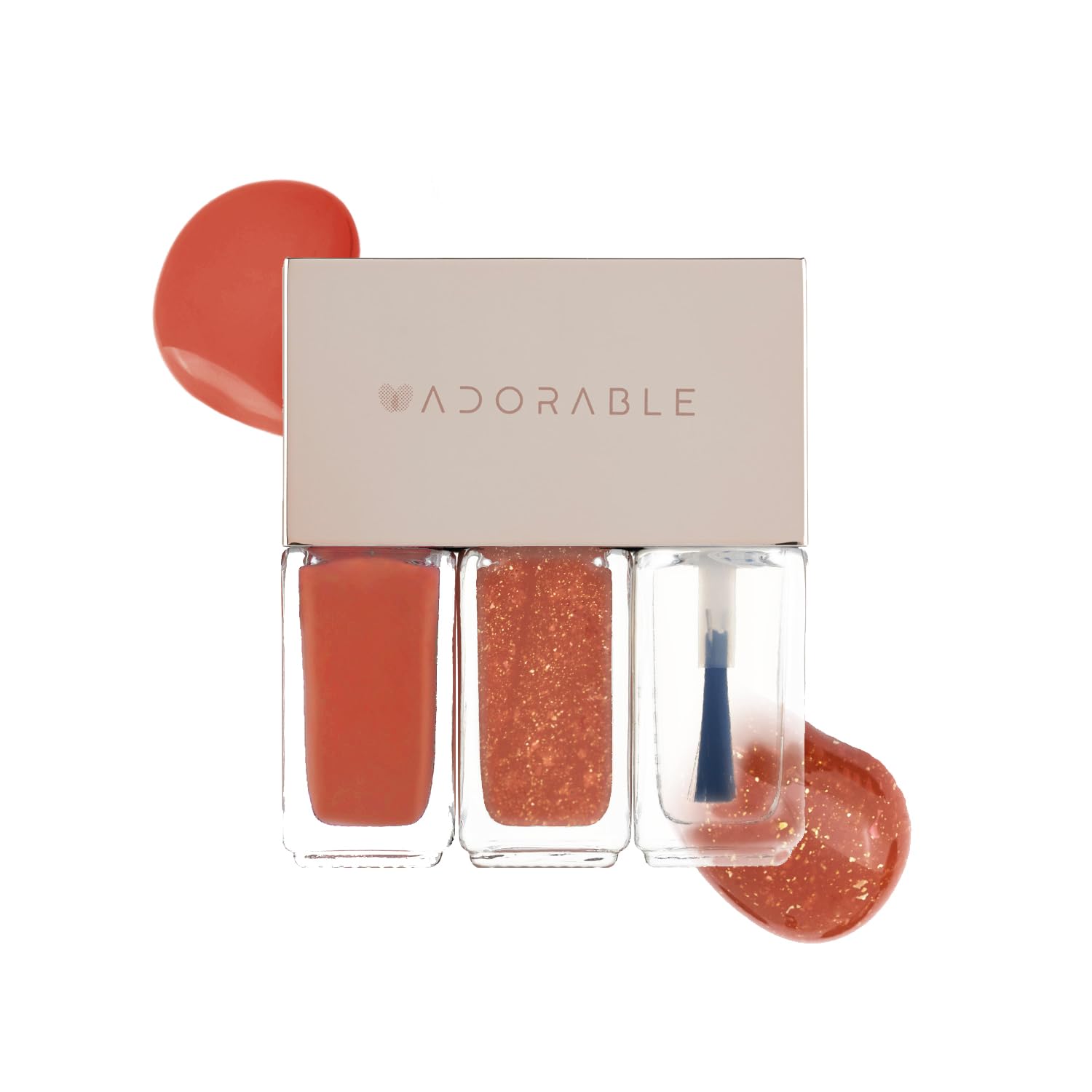 Juego de 3 esmaltes de uñas veganos a base de agua (2 colores + capa superior transparente), respetuoso con el medio ambiente, no tóxico,