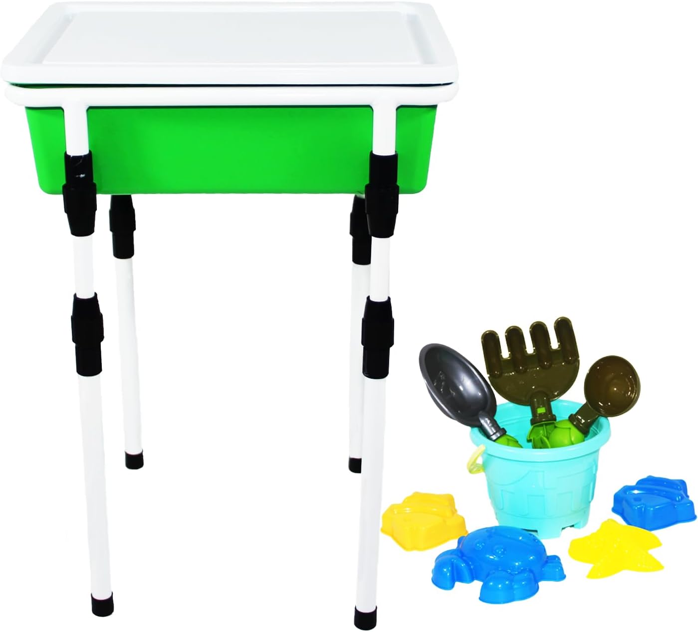 zvzvo Juego de juguetes de agua y arena (8 juegos). Mesa de agua con altura ajustable. Juegos al aire libre, caja de arena, juguetes de playa, mesa