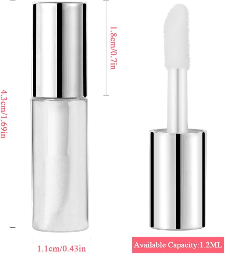 Kit de tubos de brillo de labios, paquete de 45 tubos de brillo de labios vacíos de 0.04 onzas líquidas, contenedores de mini bálsamo reutilizables