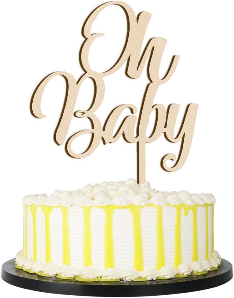 Oh Baby Cake Topper  Decoración de madera de gran tamaño para pastel de baby shower, para temática rústica, fiesta de revelación de género,