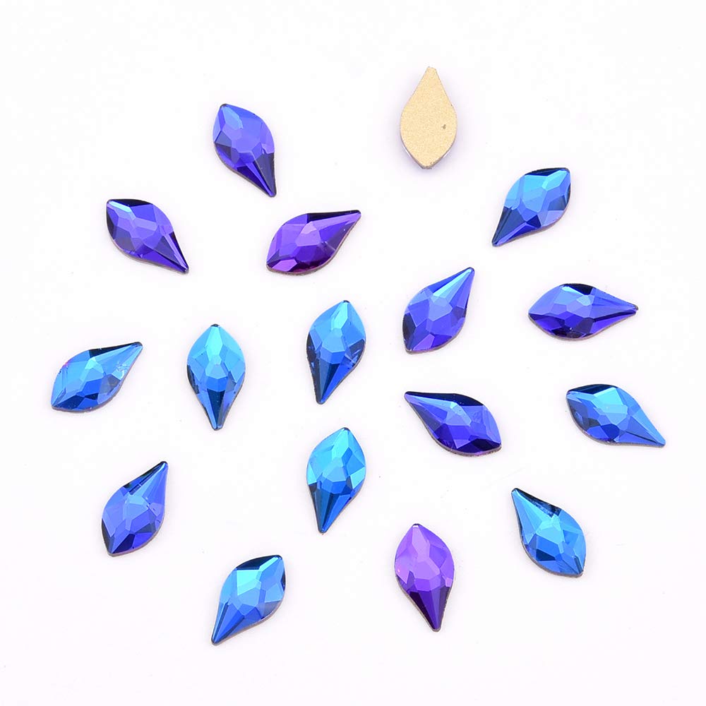 140 piezas de 10 colores, 2 tamaños, parte trasera plana, forma de llama, diamantes de imitación de cristal para uñas, decoración de joyas, conjunto