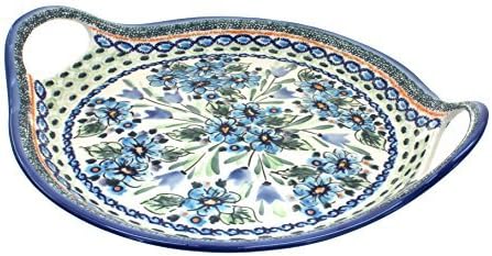 Blue Rose – Bandeja redonda para servir con asas