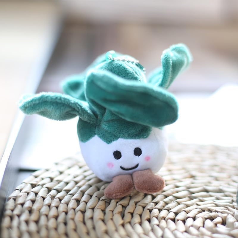 XICHEN 5 piezas de juguete de peluche vegetal decoración colgante llavero muñeca pequeña (colbrócolimaízcebolletabrotes de bambú)