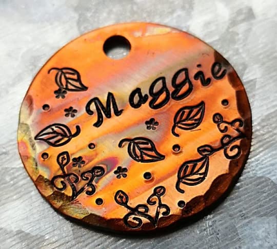 Autumn Dog Tag, Pet ID Tag, Fall Leaves Tag, Nature Pet Tag, Dog Tag, Dog Tags for Dogs, Hand Stamped Tags, Pet Tag, Cat Tag (1″)