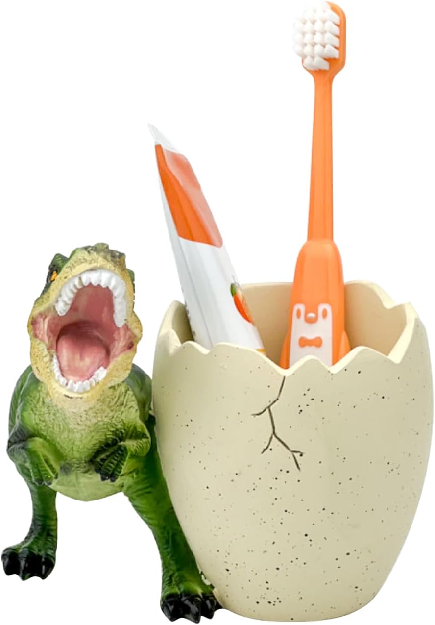Porta cepillos de dientes de dinosaurio para baños – Lindo soporte para cepillos de dientes de dinosaurio – Soporte para cepillos de dientes y pasta