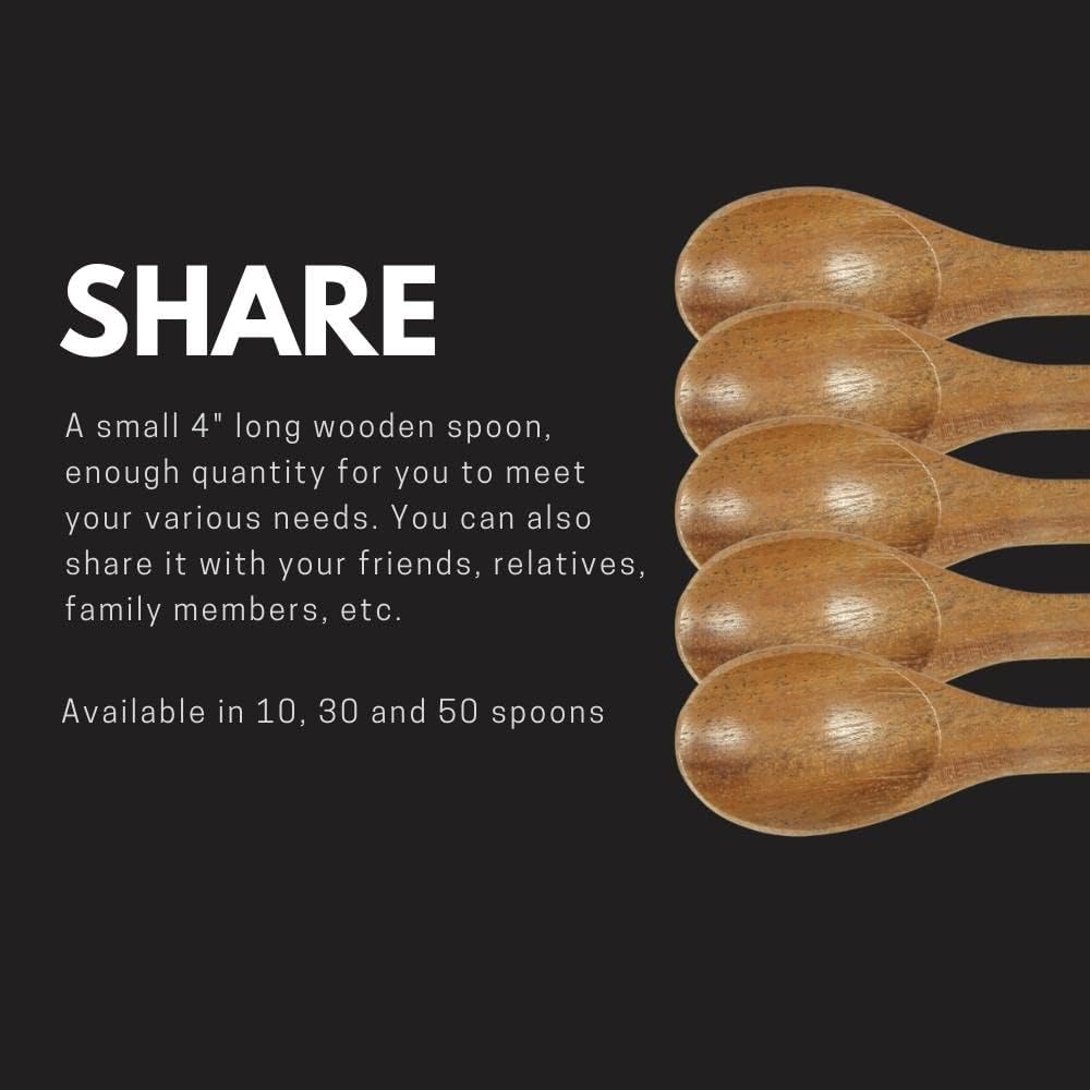 NUTTA – Cucharas pequeñas de madera para cocinar, condimentos de miel, pimienta, azúcar, sal, té, café, helado (10 piezas)