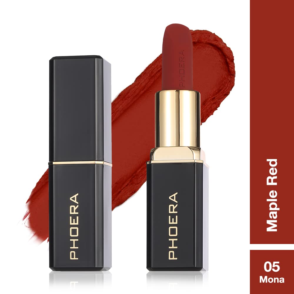 Phoera Lápiz labial no transferible, impermeable, a prueba de manchas y a prueba de máscara, fórmula pigmentada sin peso, lápiz labial de larga