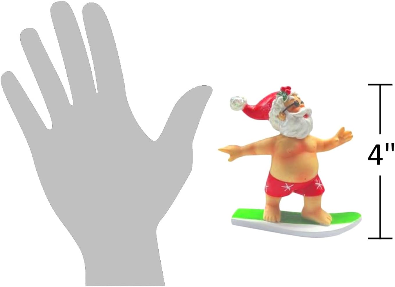 The Bridge Collection Figura de Papá Noel surfista de 4 pulgadas, decoración navideña, hogar para las fiestas