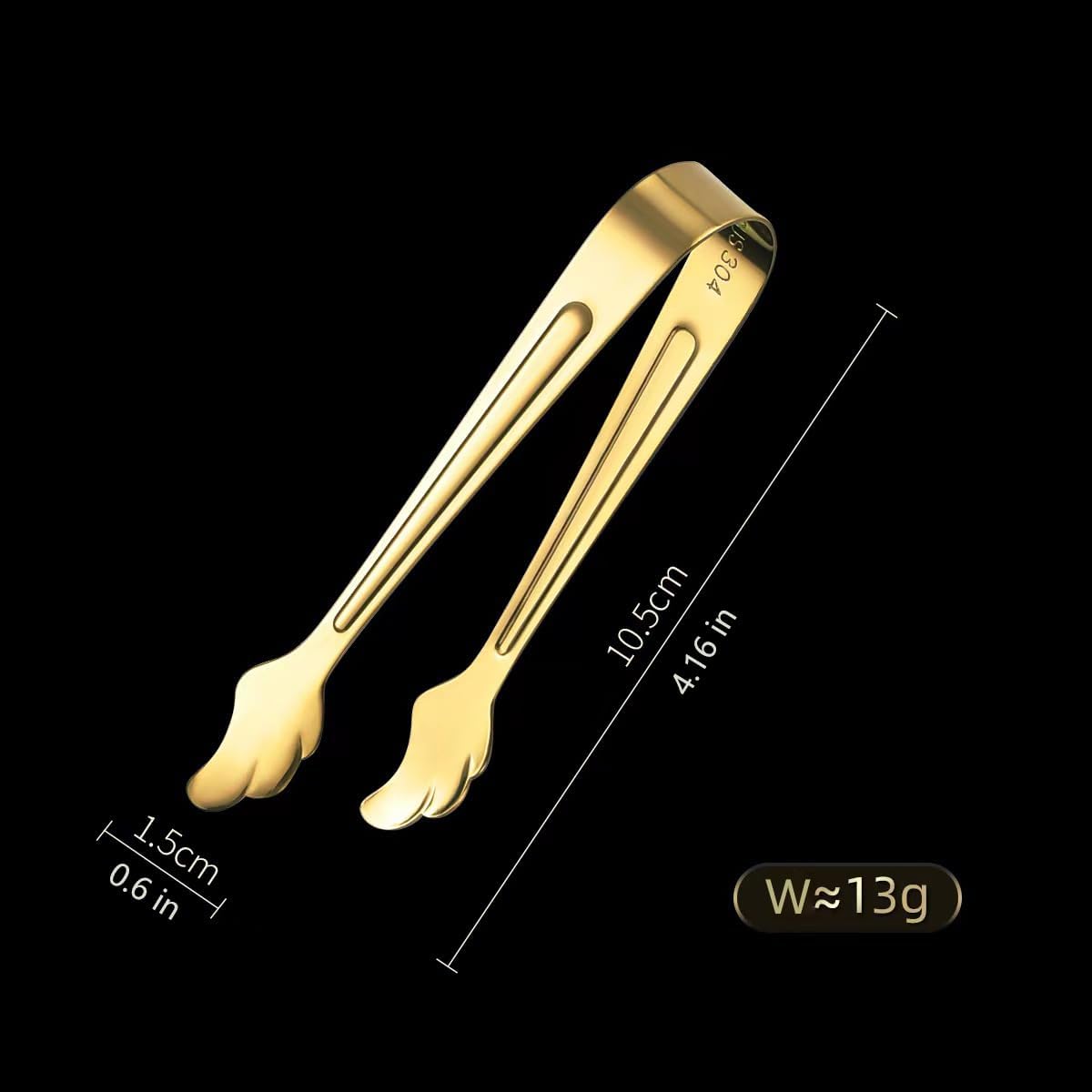 Paquete de 2 mini pinzas para aperitivo, pinzas de hielo de acero inoxidable de 4.16 pulgadas, mini pinzas para azúcar para café, bar, fiesta de té,