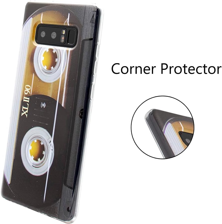 Compatible con Samsung Note 8, cinta de casete a prueba de golpes con música fresca funda protectora para Samsung Galaxy Note 8, multicolor
