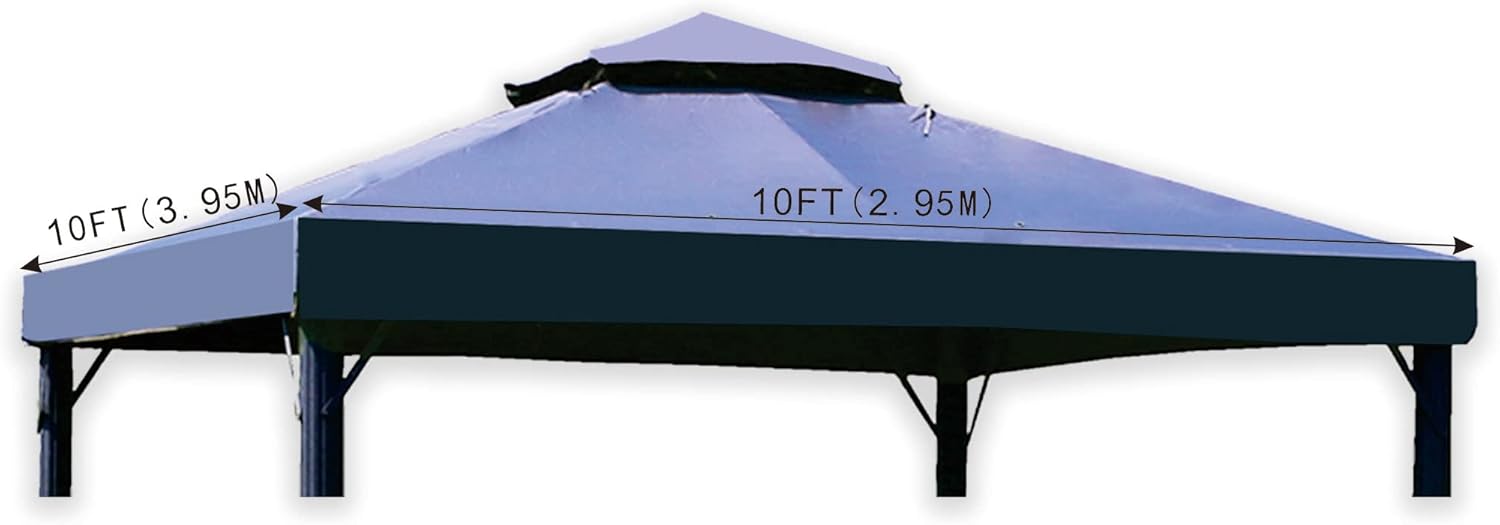 Toldo de repuesto de 10 x 13 pies para glorieta con ranura, carpa de lona impermeable, color gris (solo la parte superior del toldo)