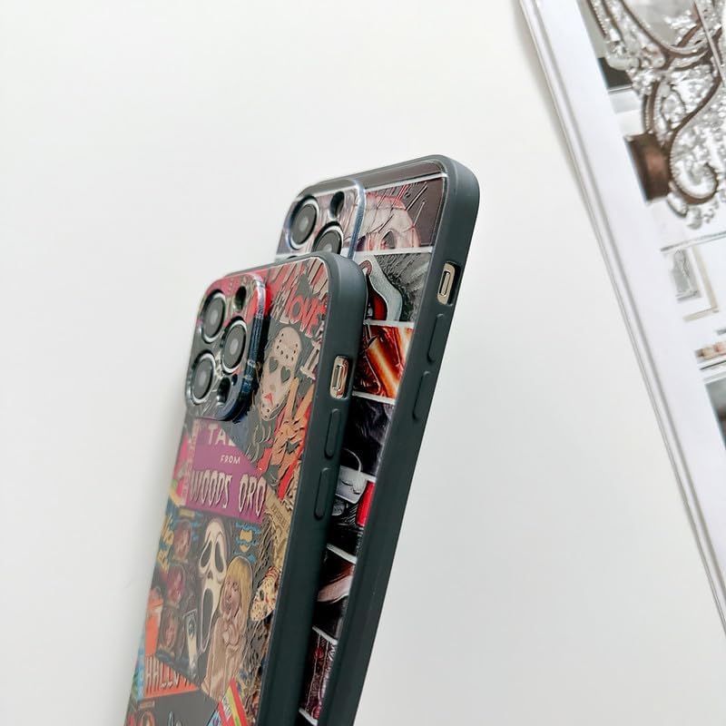 AraoUe Funda de teléfono de Halloween para iPhone 14 Pro Max para niños, niñas, hombres, mujeres y adolescentes, impresión de collage de caras
