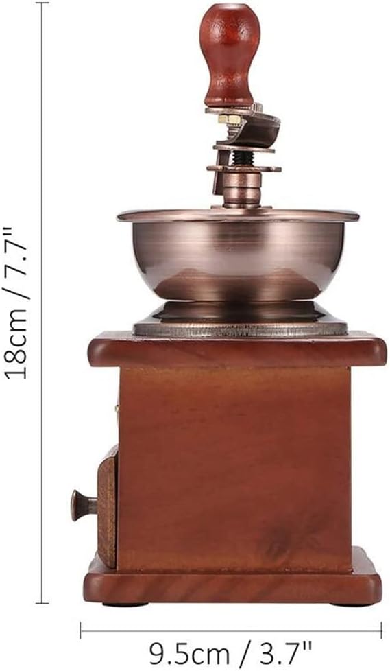 WFHTU – Molinillo de café manual, molinillo de mano de madera estilo vintage con cafetera francesa manual para el hogar