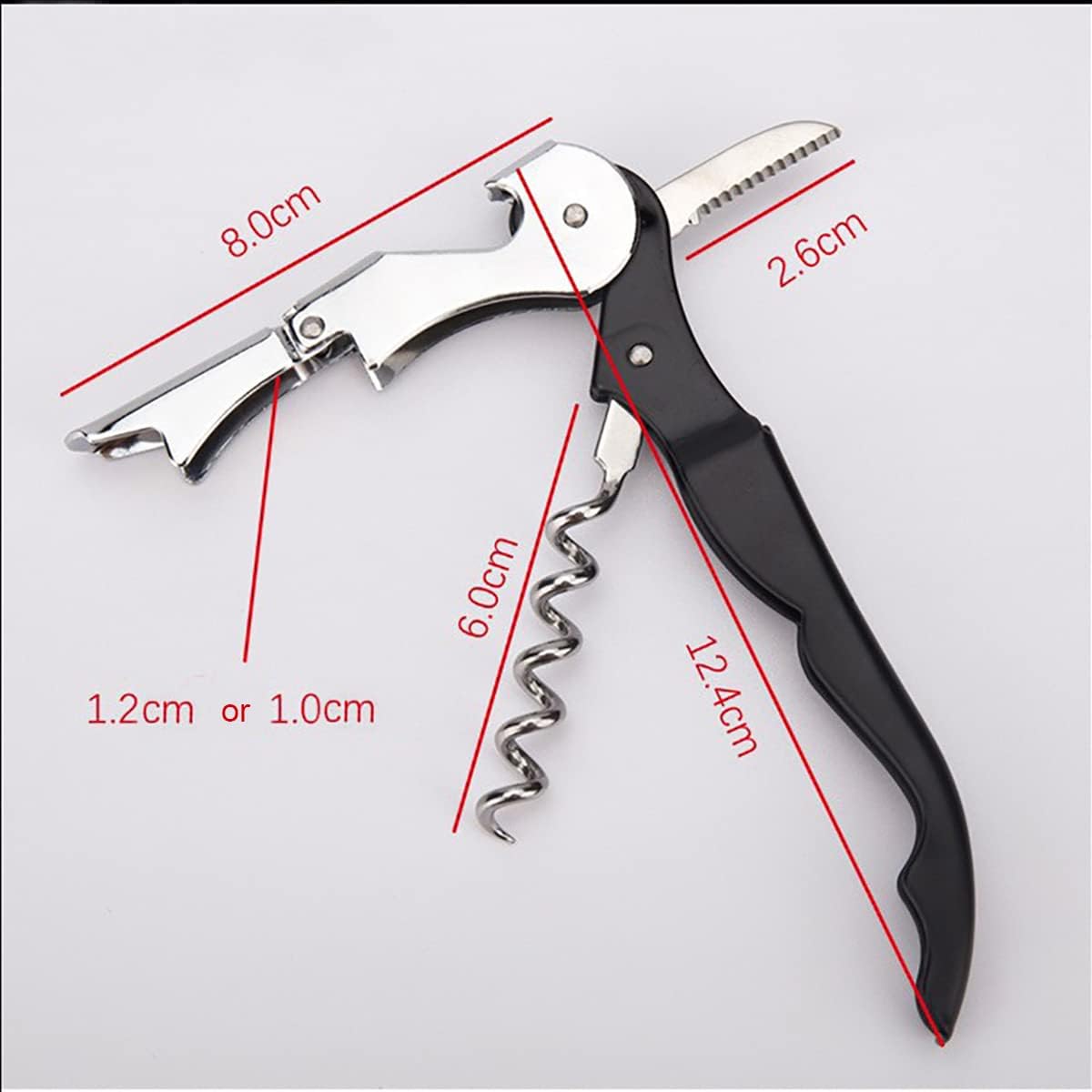 Sacacorchos de camarero profesional con cortador de aluminio, abridor manual de botellas de vino para servidores, camareros y camareros (rojo vino)
